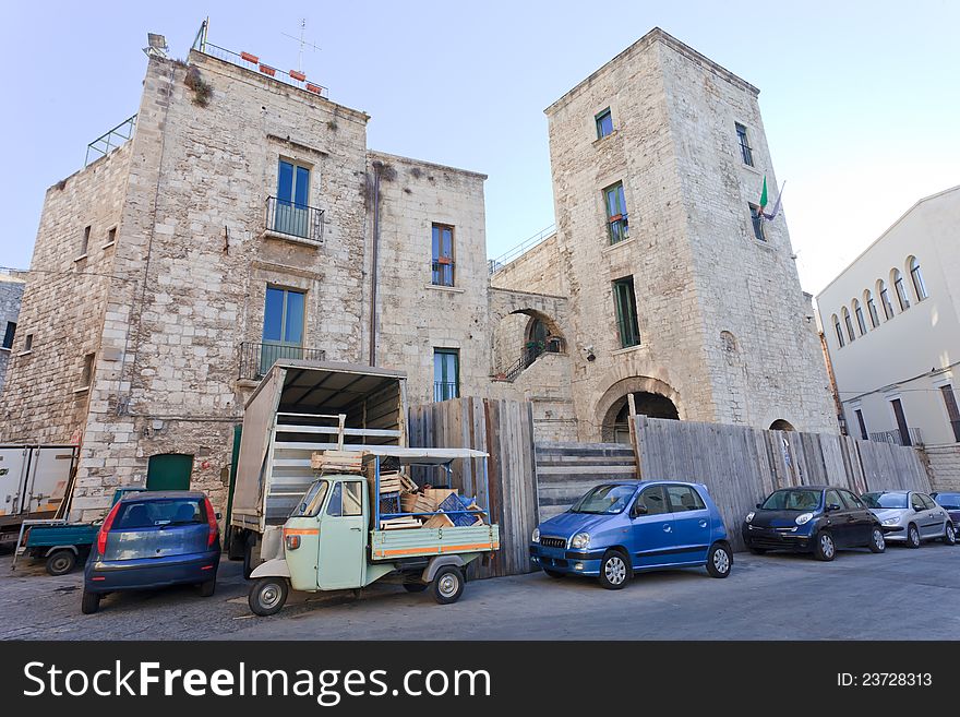 Traditional old stone building in Bari Italy