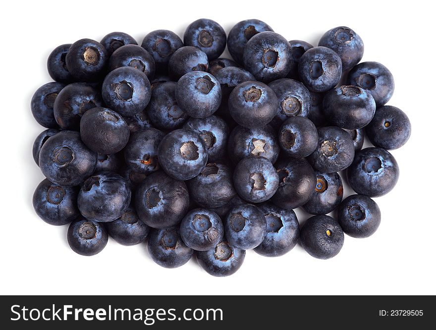 Fresh blueberries on white background, wellness food rich in vitamins. Vaccinium.