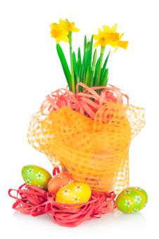 Easter Eggs And Spring Narcissus &x28;daffodil&x29; Royalty Free Stock Photo Easter Eggs And Spring Narcissus &x28;daffodil&x29; Royalty Free Stock Photo