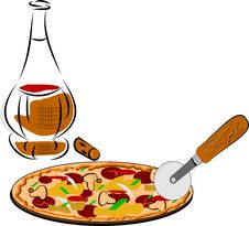 Pizza And Wine Royalty Free Stock Photo Pizza And Wine Royalty Free Stock Photo