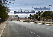 Street Running To The Red Sea, Eilat, Israel Stock Image