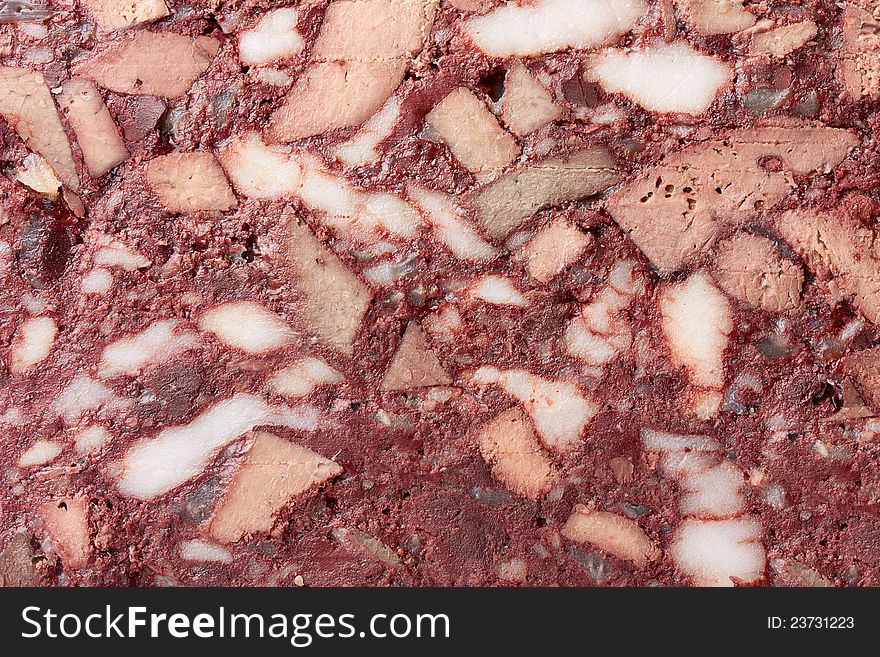 Texture of black pudding closeup