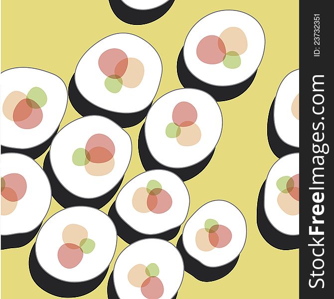 Vector illustration of sushi pattern