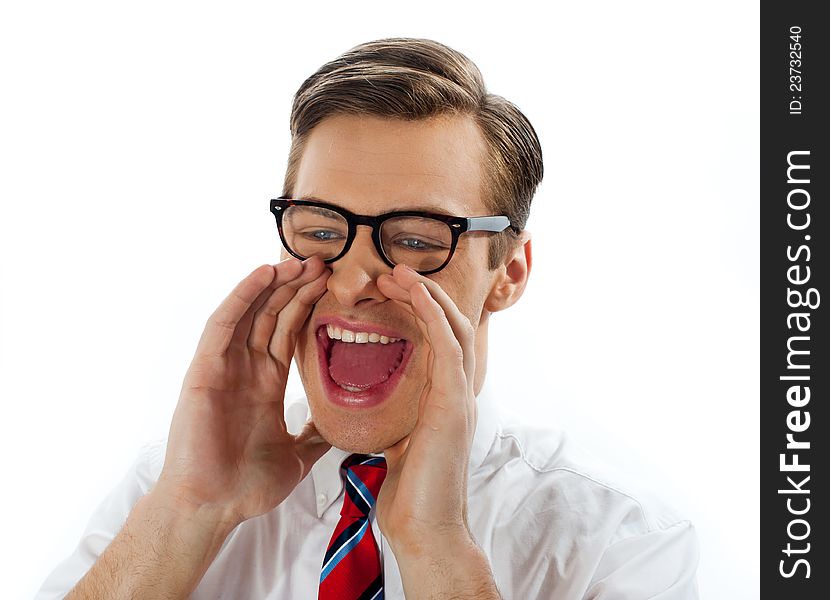 Close View Of Excited Businessman