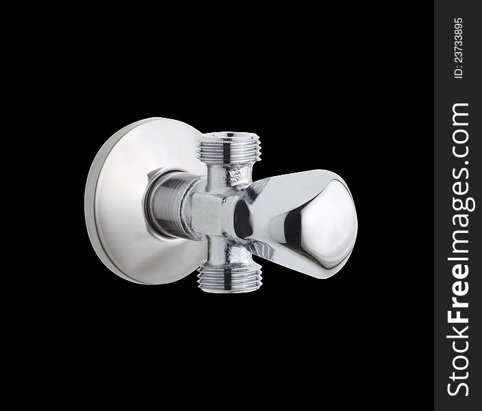 nice shiny cold or hot water faucet control isolated on black background