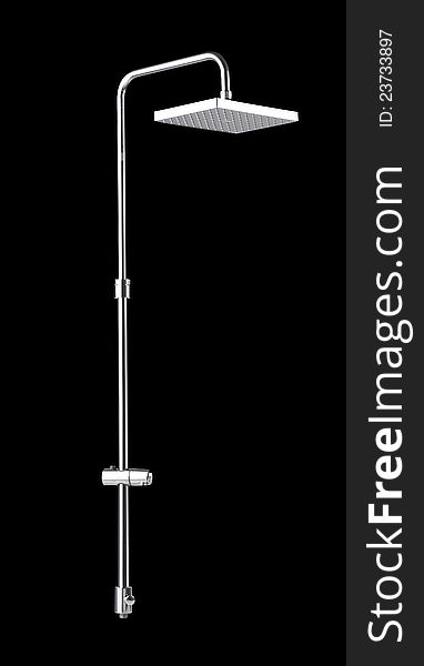 Nice and beautiful design chrome shower wall type set on black background. Nice and beautiful design chrome shower wall type set on black background