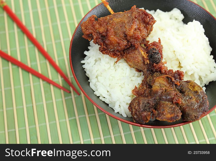Chicken fried rice and Chopsticks