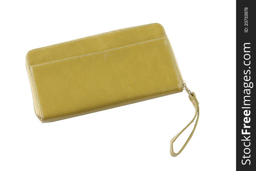 Yellow woman purse isolated on white background