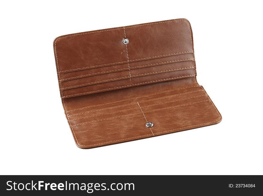 Open woman leather wallet cards cash banknote or your ideas could putting into the image. Open woman leather wallet cards cash banknote or your ideas could putting into the image