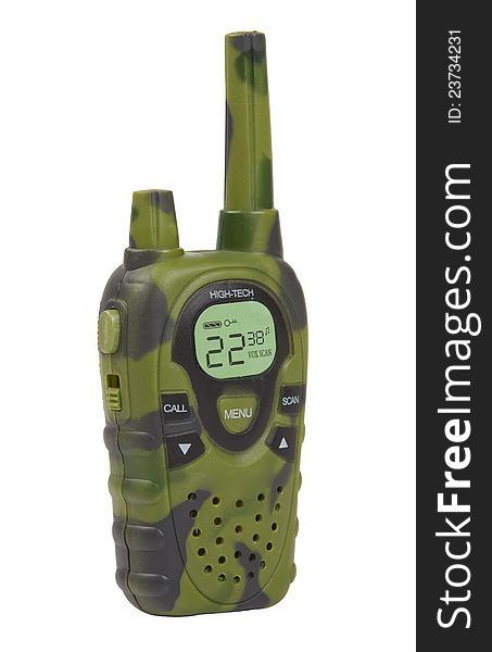 Plastic toy walkie talkie in green camouflage color