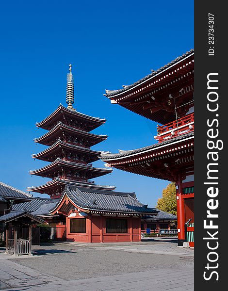 A sunny day in early autumn at Asakusa temple Tokyo Japan