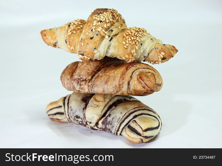 Three Croissants design pastry macro
