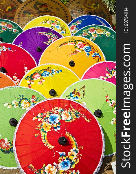 Colorful Thai umbrellas background. Colorful Thai umbrellas background.
