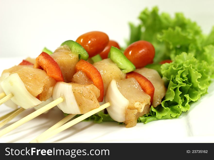 Raw chicken bbq closeup isolated