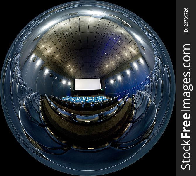 Spherical panorama of cinema hall