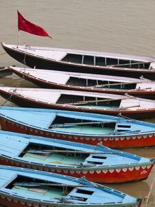 Boats In The Ganges In Varanasi, India Royalty Free Stock Photos Boats In The Ganges In Varanasi, India Royalty Free Stock Photos