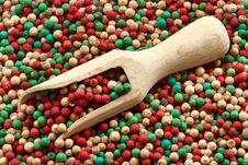 Colorful Peppercorns Mix, Wooden Scoop Stock Images Colorful Peppercorns Mix, Wooden Scoop Stock Images