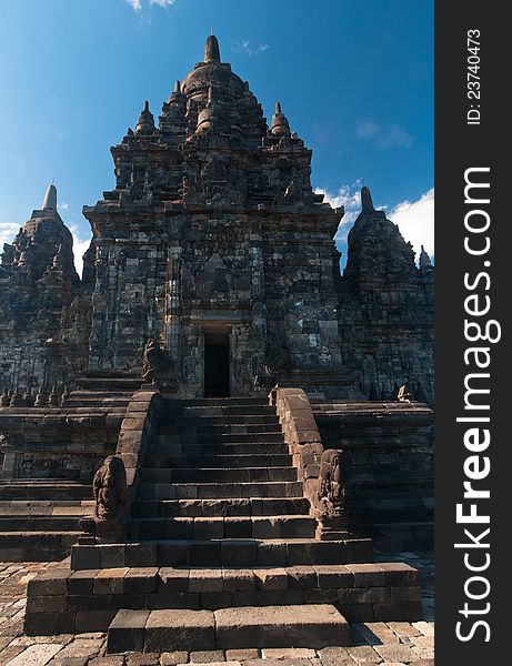 Prambanan temple, hindu temple in Indonesia of similar shape as Angkor's temples in Cambodia. Prambanan temple, hindu temple in Indonesia of similar shape as Angkor's temples in Cambodia