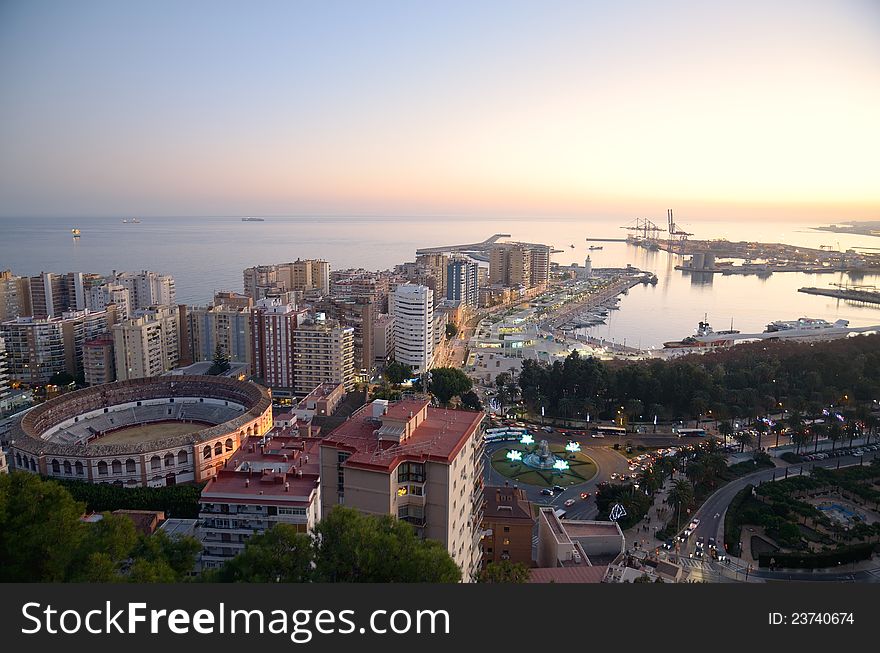 View of Málaga (Spain) from Gibralfaro's castle.