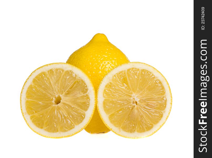 Fresh ripe lemons.  on white background