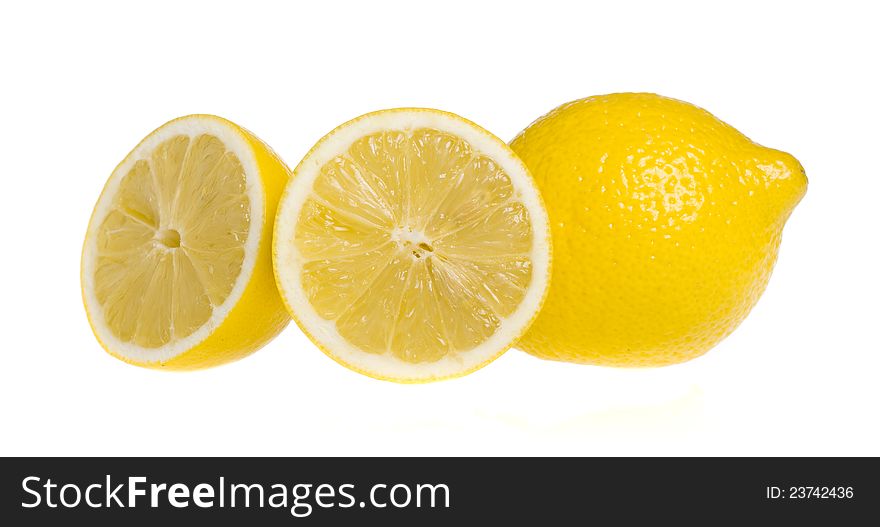 Fresh ripe lemons. Isolated on white background. Fresh ripe lemons. Isolated on white background