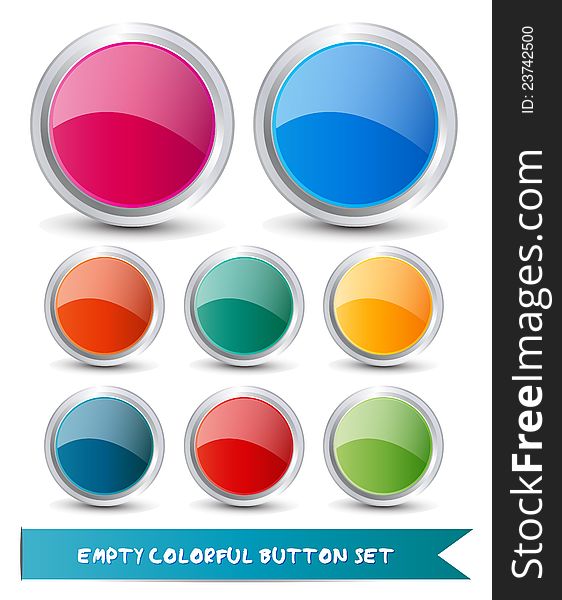 Different colors Web button set on white background