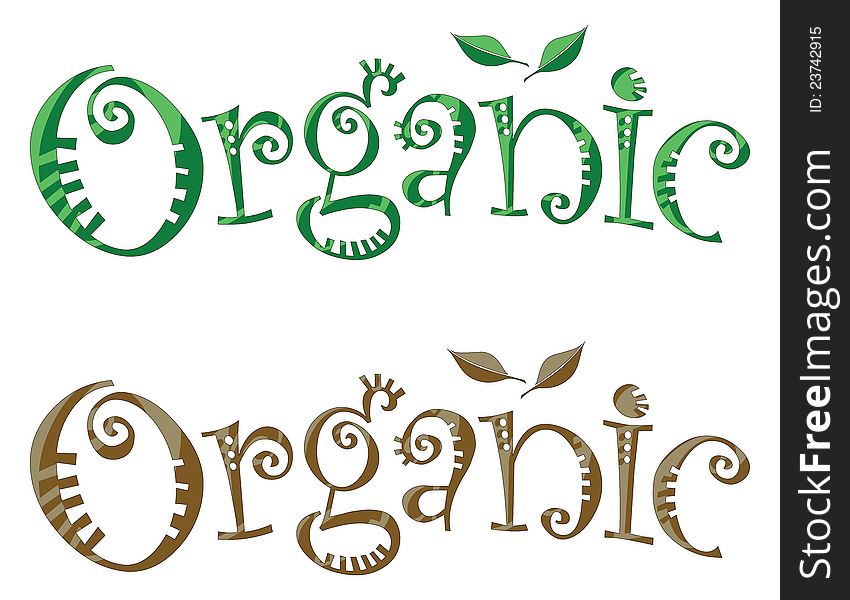 Set of Organic Headings in greens and brown