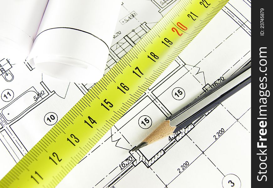 House architecture plan on paper. House architecture plan on paper