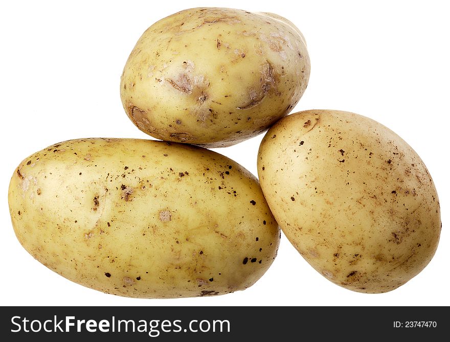 A group of three potatoes without shadow