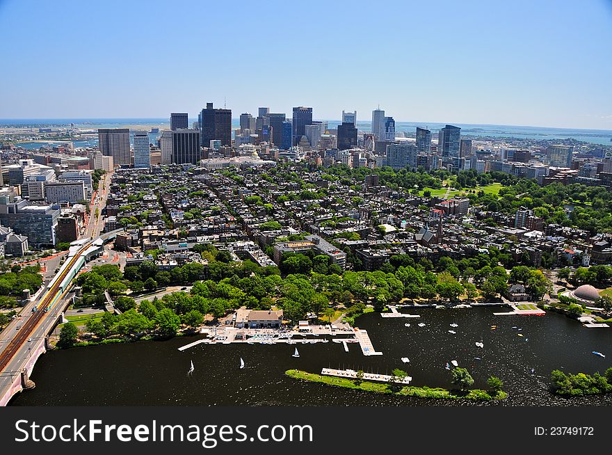 Aerial views of Boston area