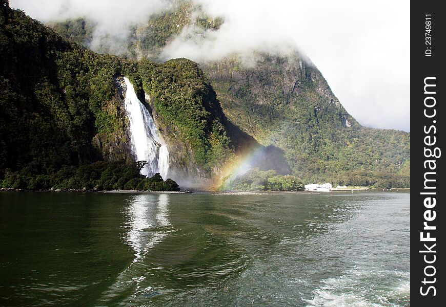 Rainbow Waterfall - Milford Sound, NZ