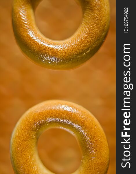 Close-up russian traditional bagels with bublik background