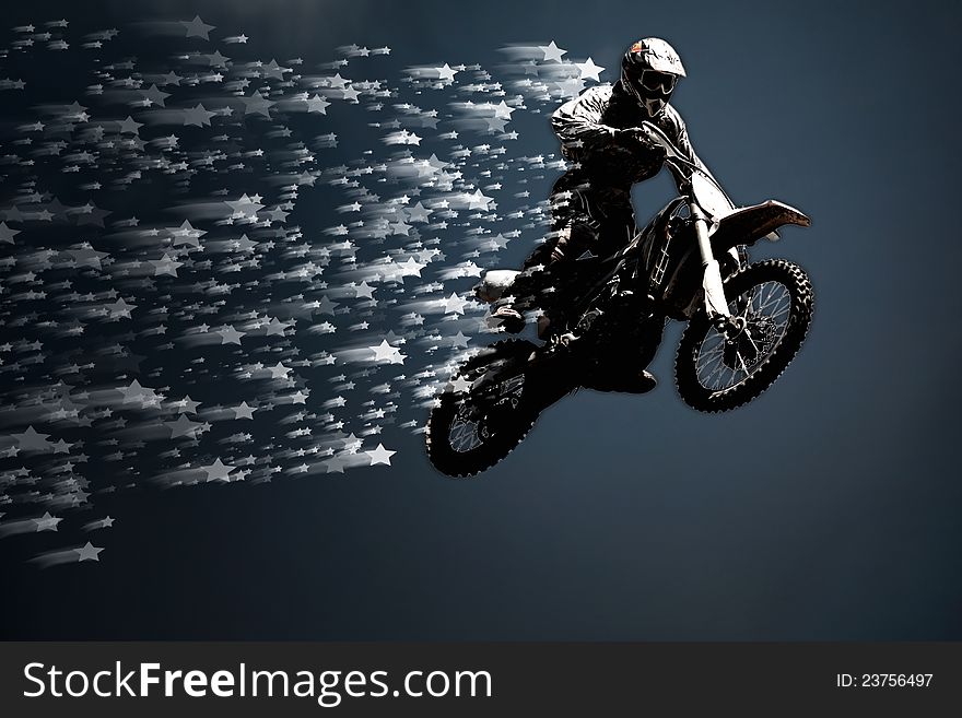 Motocross rider in action, Extreme sport. Motocross rider in action, Extreme sport