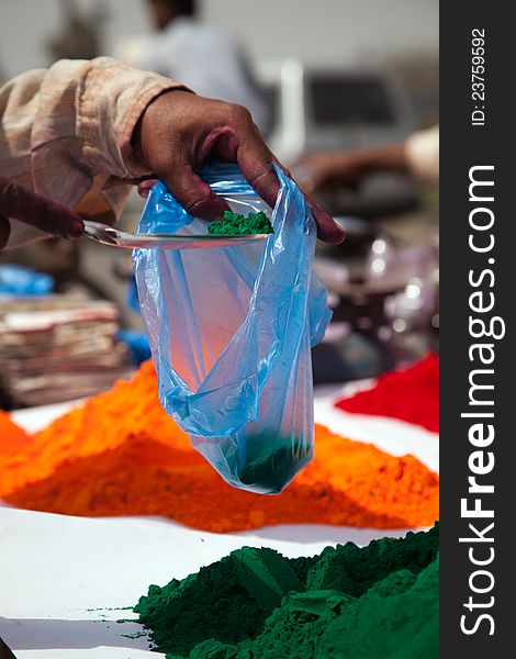 Different colors for sale in india on the occasion of holi (holli)festival. Different colors for sale in india on the occasion of holi (holli)festival