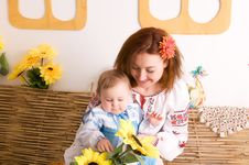 Mother And Child In Ukrainian Costumes Stock Images Mother And Child In Ukrainian Costumes Stock Images