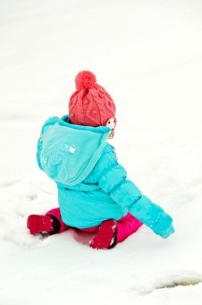 Kid Playing In The Snow Stock Photography