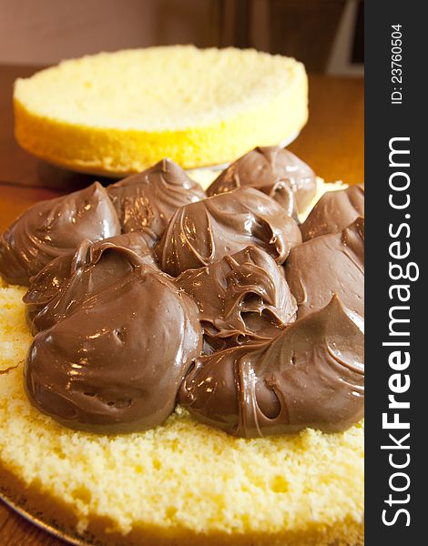 Preparation of delicious cream for chocolate cake. Preparation of delicious cream for chocolate cake