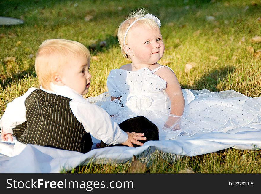 Children dressed as bride and groom