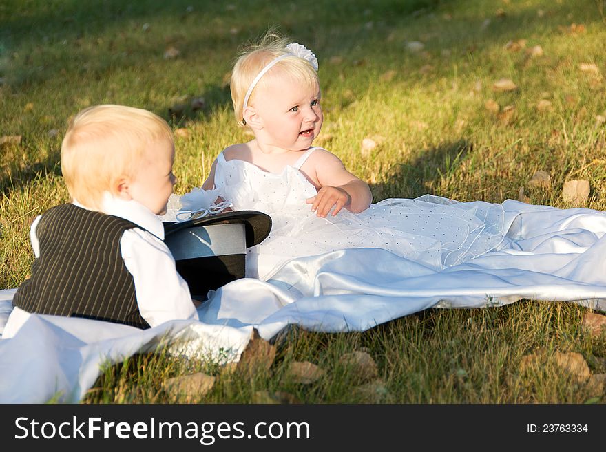 Children dressed as bride and groom