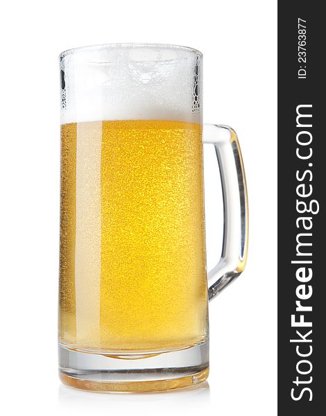 Beer Into Glass On A White Background