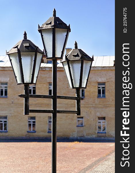 Old lantern on Central square Pechersk fortress, Kiev, Ukraine