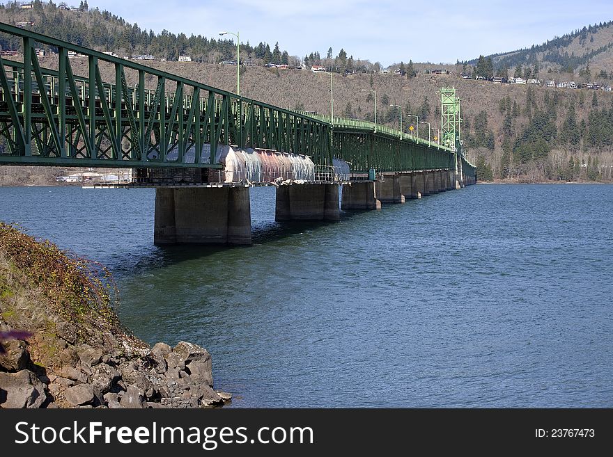 Long bridge of Hood River Oregon.
