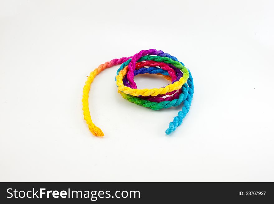 Abstract rope colorful on white background