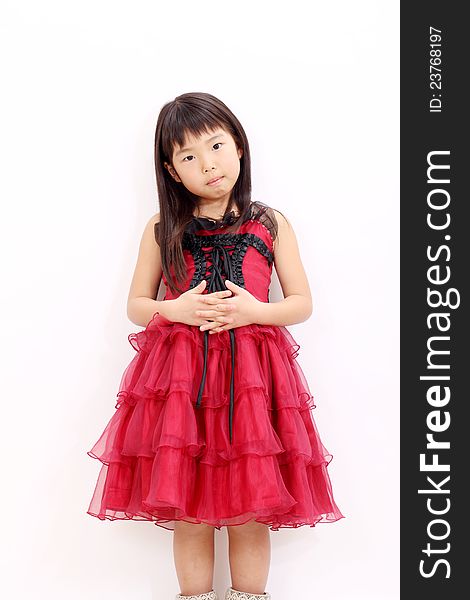 Fashionable little asian girl wearing dress. Fashionable little asian girl wearing dress