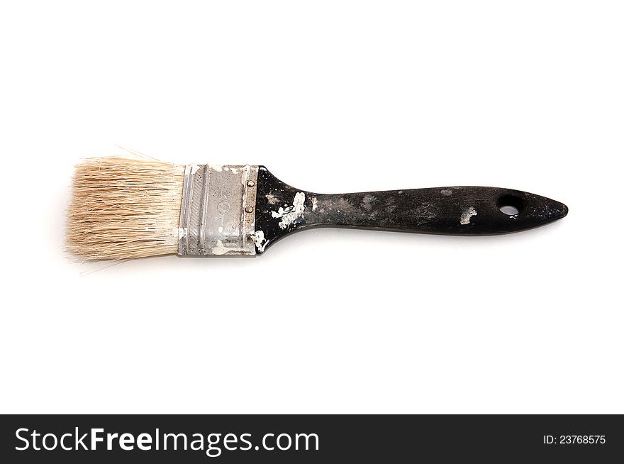 Brushes after use isolated on white background