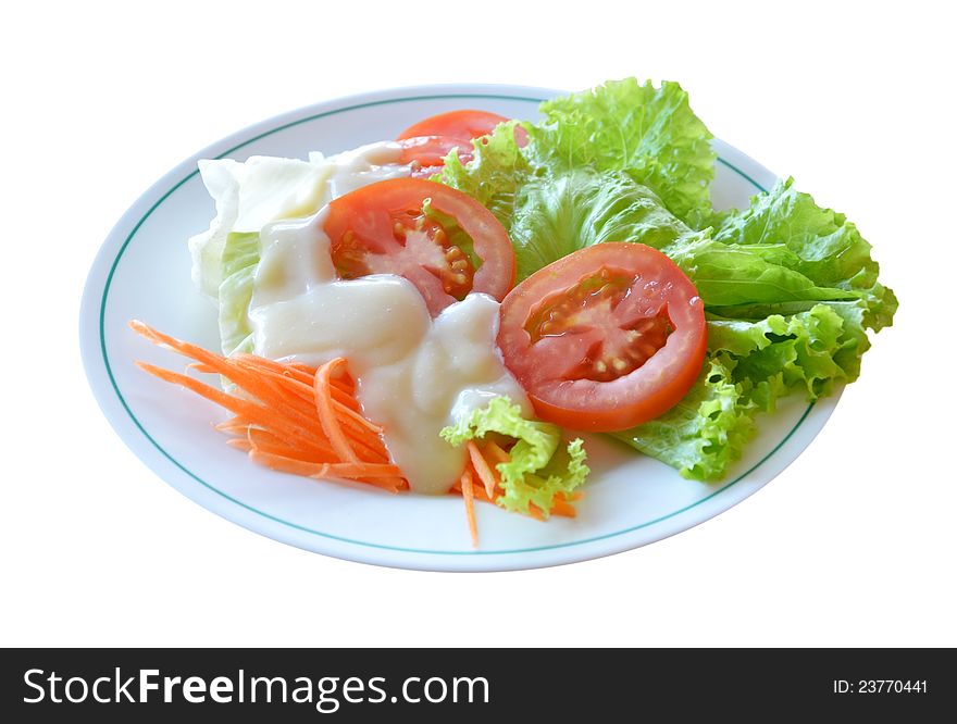 Fresh vegetable salad with creamy sauce. Fresh vegetable salad with creamy sauce
