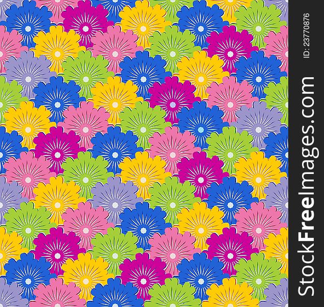 Seamless Pattern With Colorful Flowers