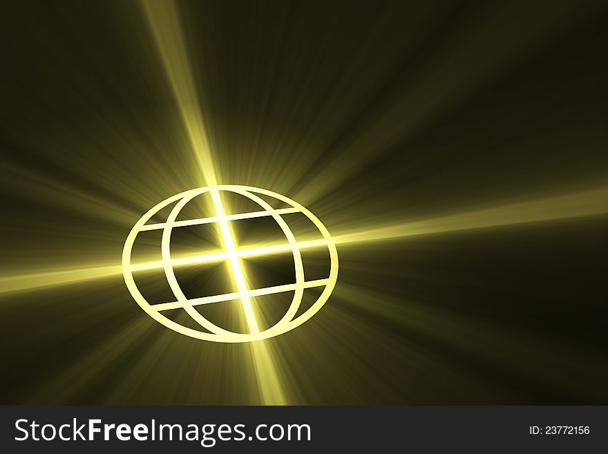 Biodegradable earth sign with glowing flares shining though like world with cross across four directions. Biodegradable earth sign with glowing flares shining though like world with cross across four directions.