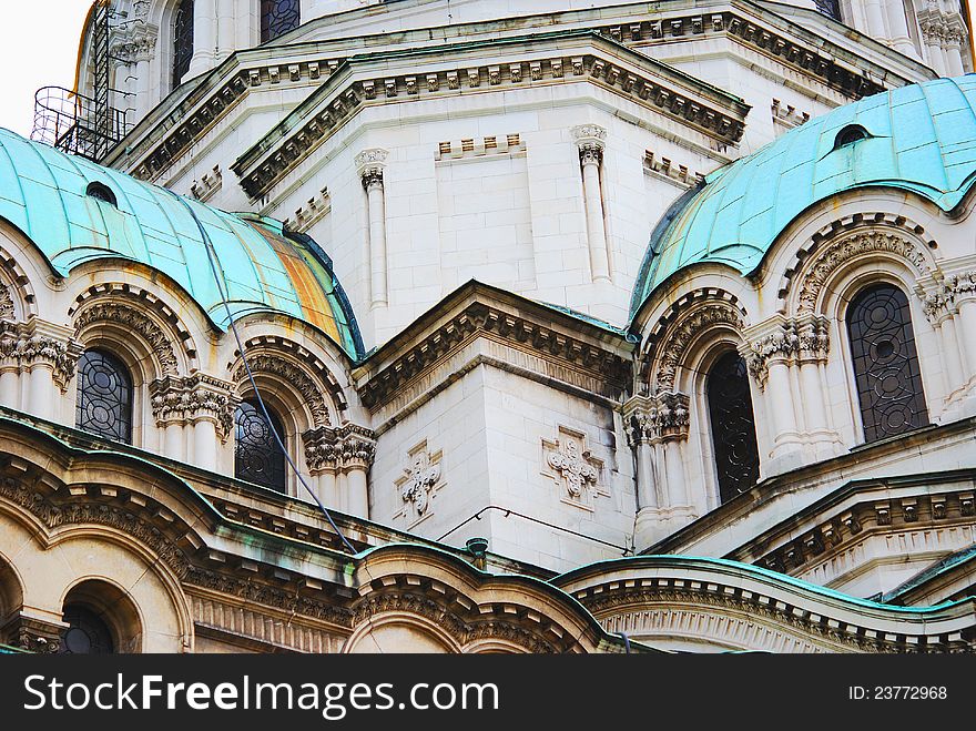 Detail of the St. Alexander Nevsky Cathedral, a Bulgarian Orthodox cathedral in Sofia, the capital of Bulgaria. Is one of the largest Eastern Orthodox cathedrals in the world , as well as one of Sofia's symbols.