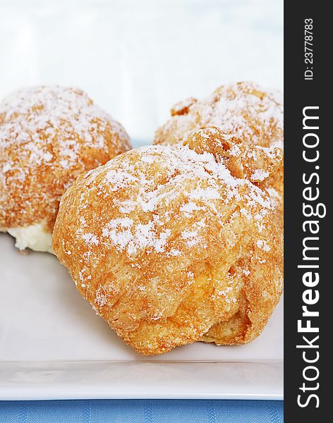 Fried dougnuts from the Sicilian region of Italy served during the feast of St. Joseph or San Giuseppe March 19th. Fried dougnuts from the Sicilian region of Italy served during the feast of St. Joseph or San Giuseppe March 19th